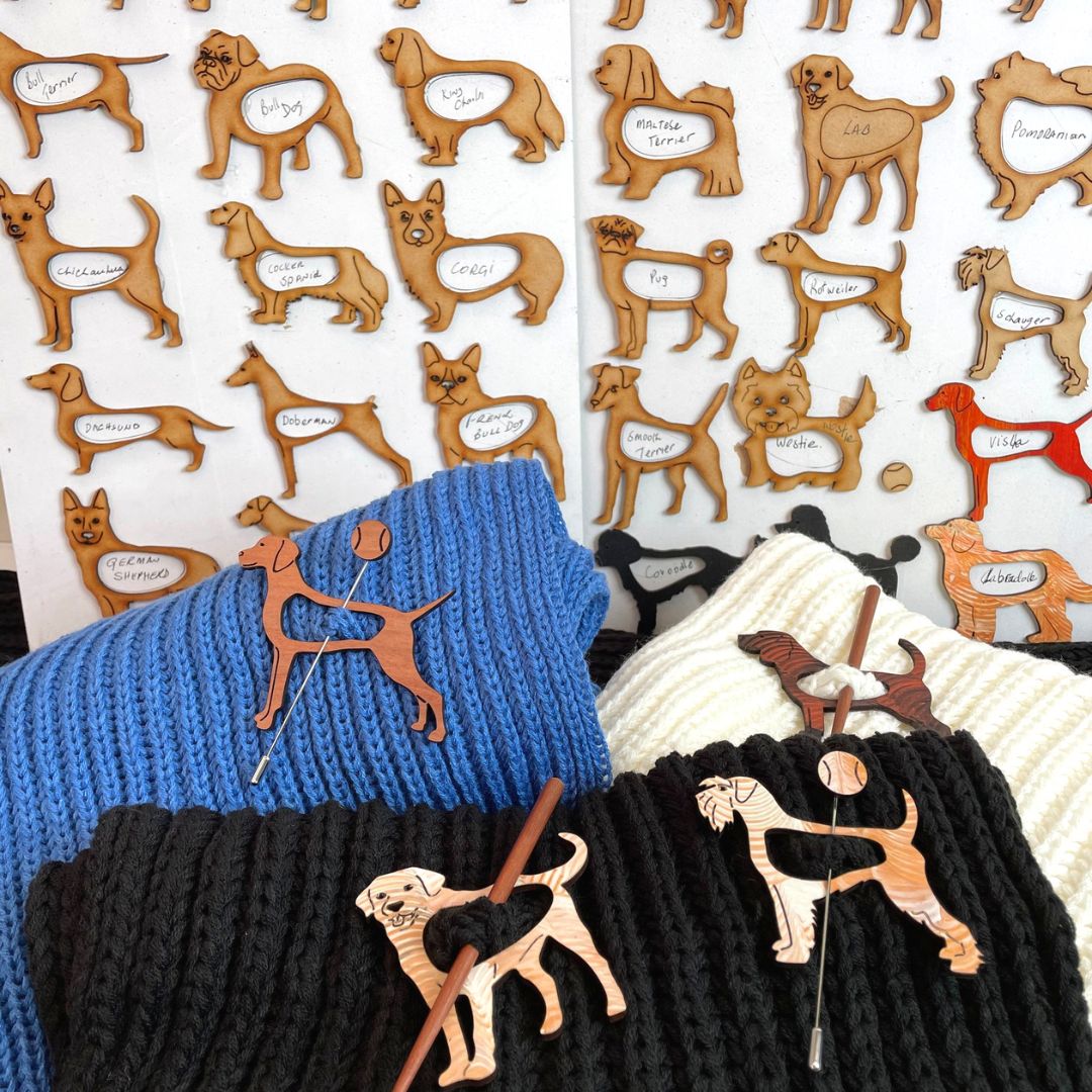 Dog Breed Glasses Brooches & Scarf Pins