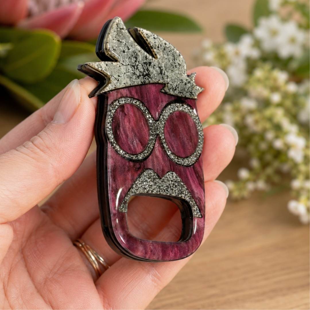 Face Hair - Dual Layer Glasses Brooch