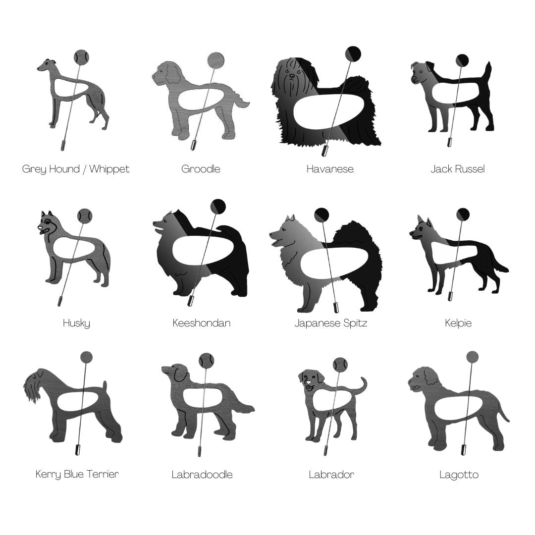 Dog Breed Glasses Brooches & Scarf Pins