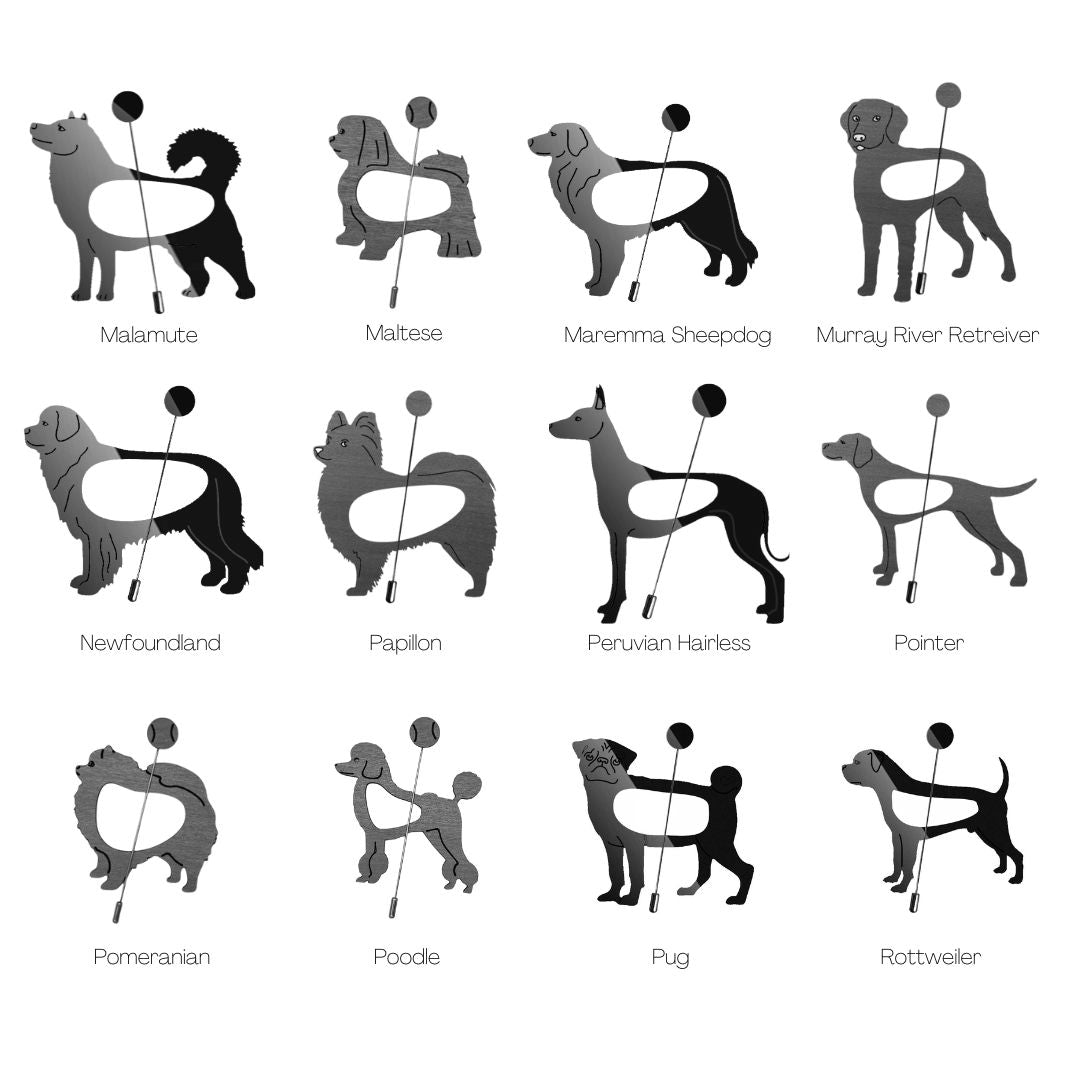 Dog Breed Glasses Brooches & Scarf Pins