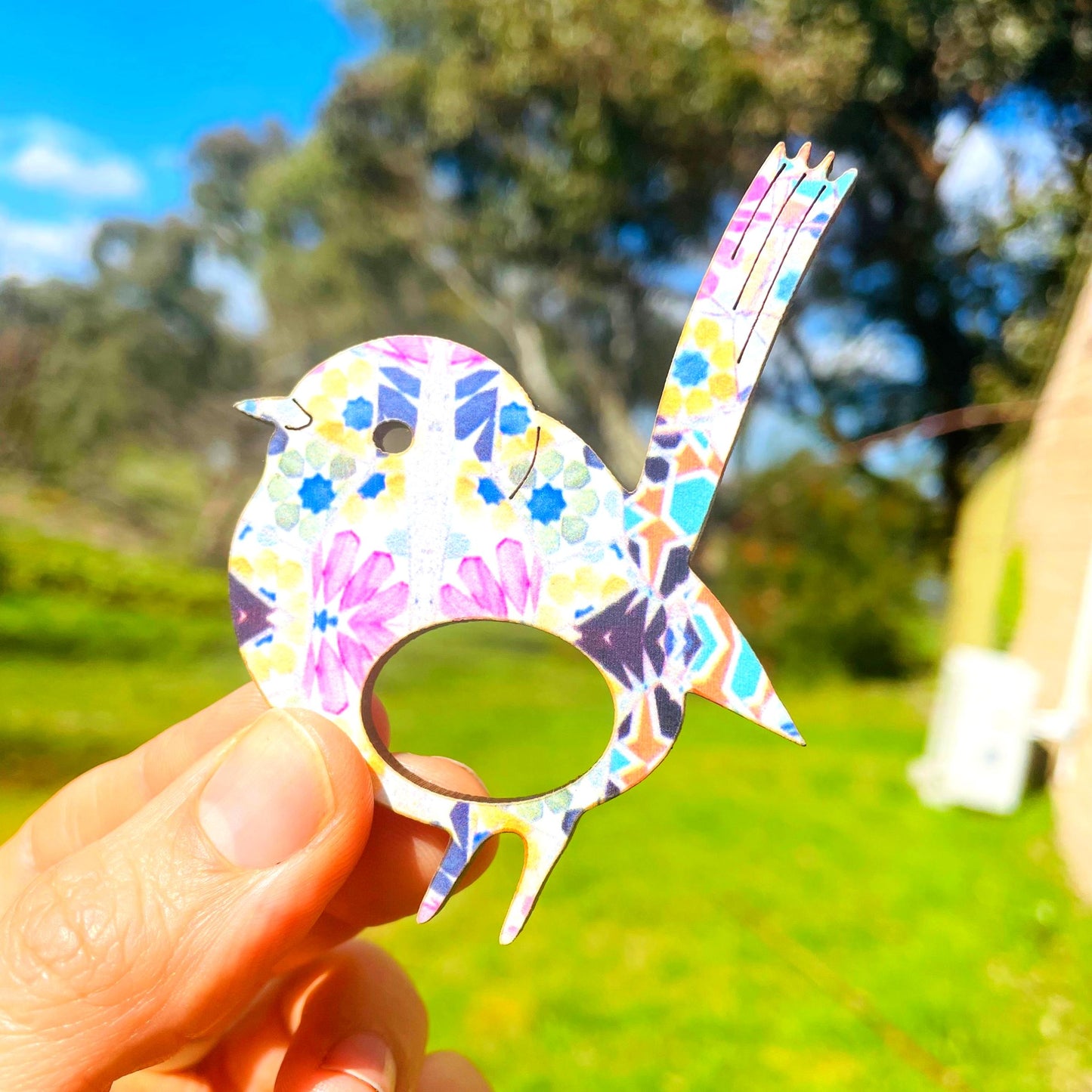 Wren Glasses Brooch (Pink/Blue Multicolour)