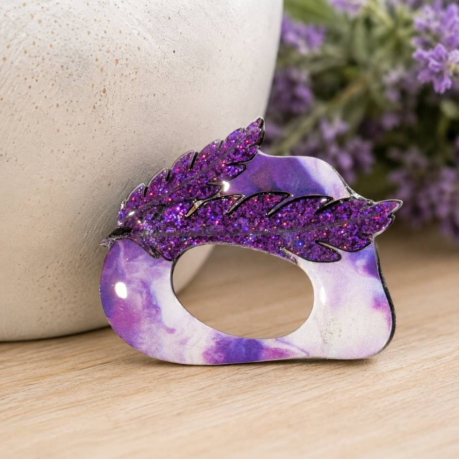 Purple Feathers - Dual Layer Glasses Brooch