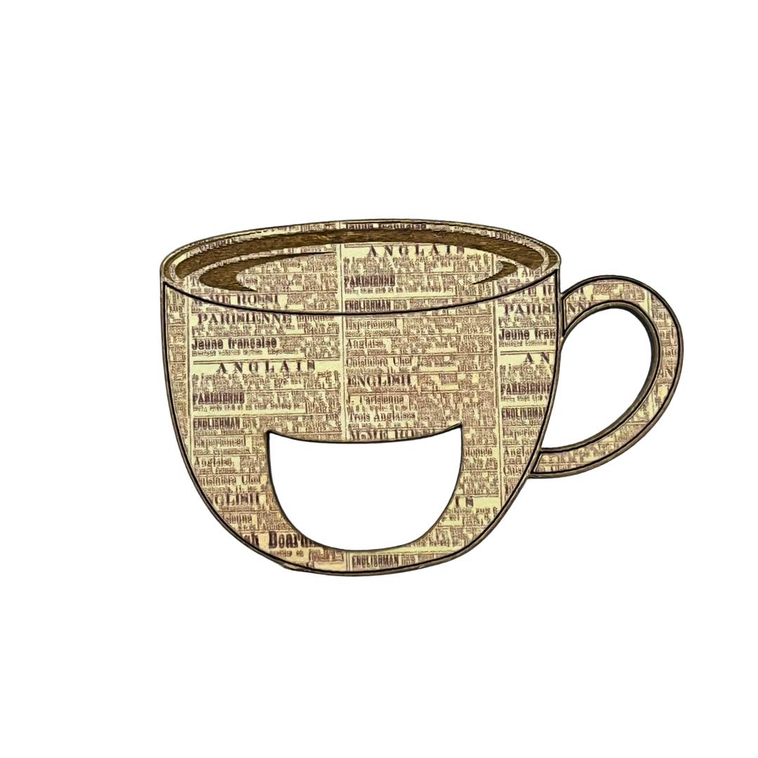 Coffee Cup Glasses Brooch (5 Colors)