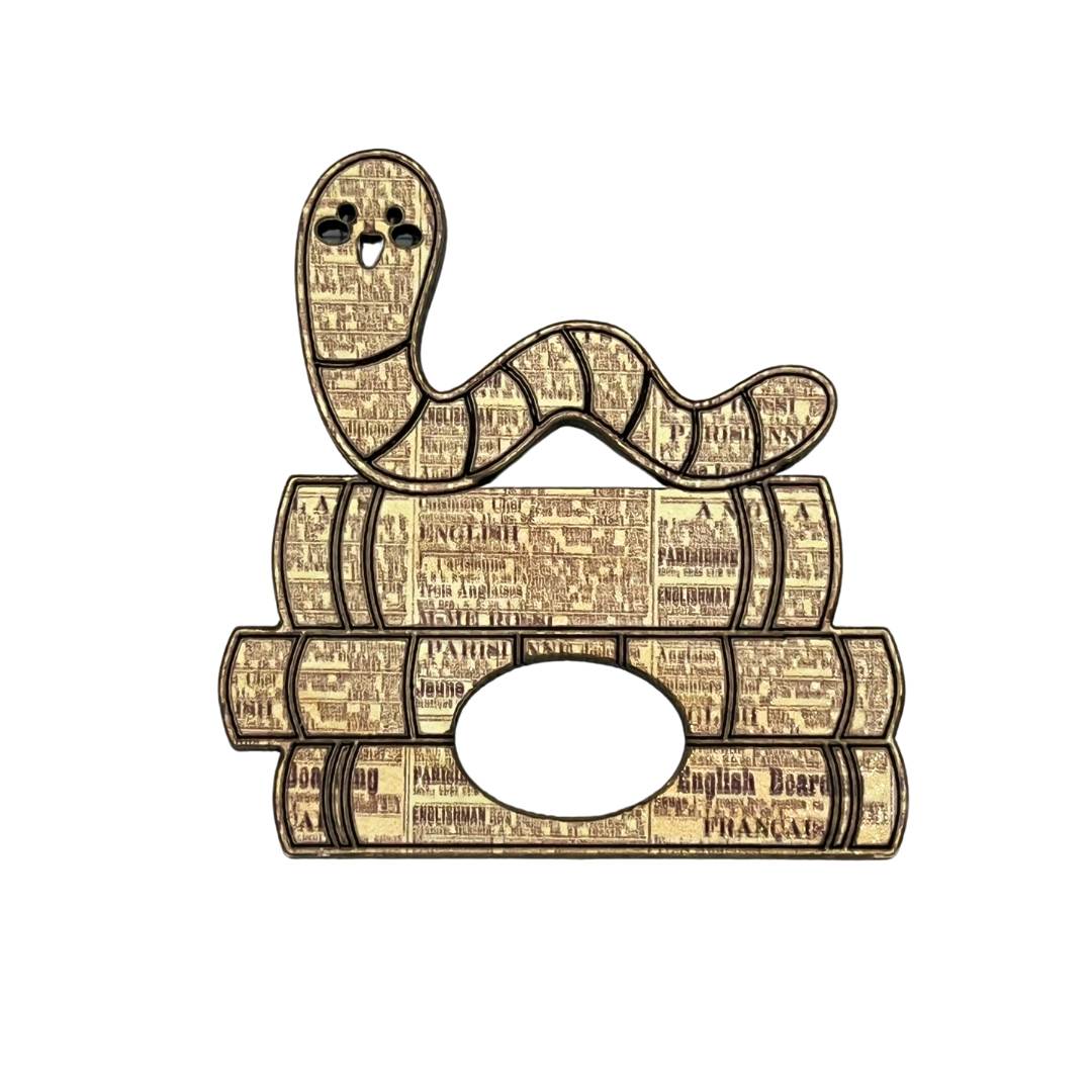 Book Worm Glasses Brooch (5 Colors)