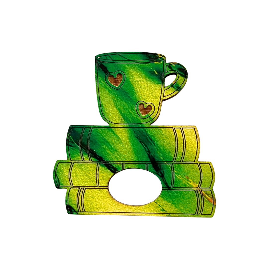 Coffee Cup & Books Glasses Brooch (7 Colors)