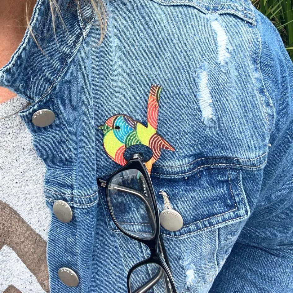 Blue Wren Glasses Brooch (9 Colors)