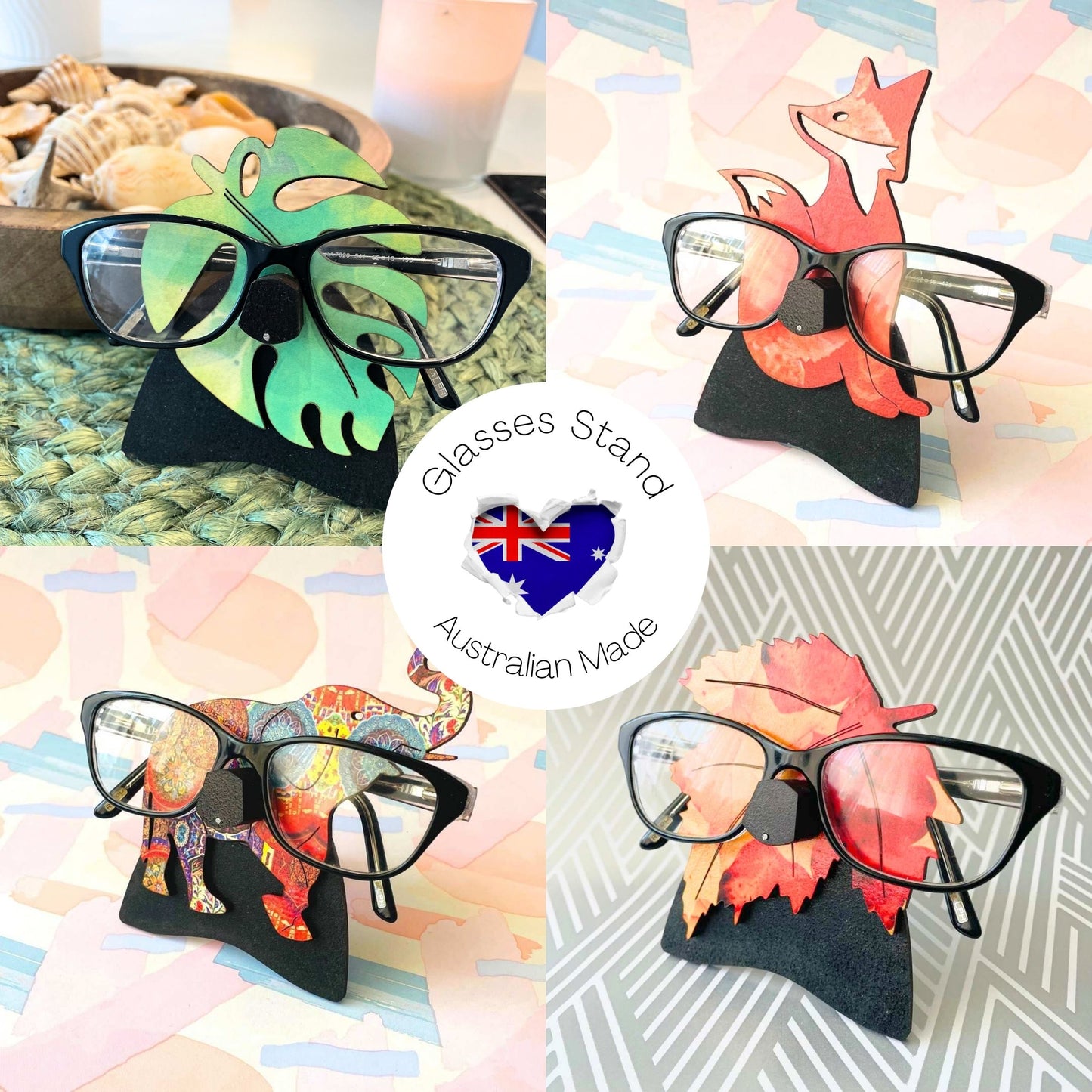 Sassy Cat Glasses Stand (Red & Orange)