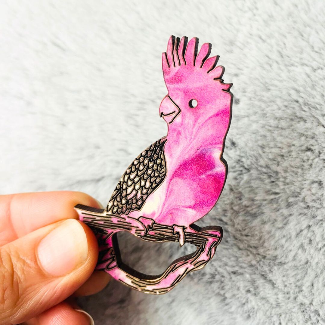 Pink & White Galah Glasses Brooch (3 Colours)