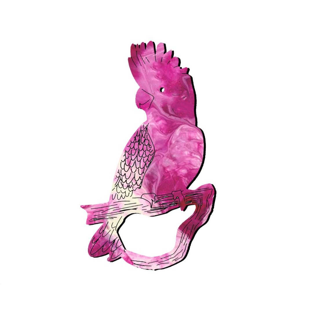 Pink & White Galah Glasses Brooch (3 Colours)