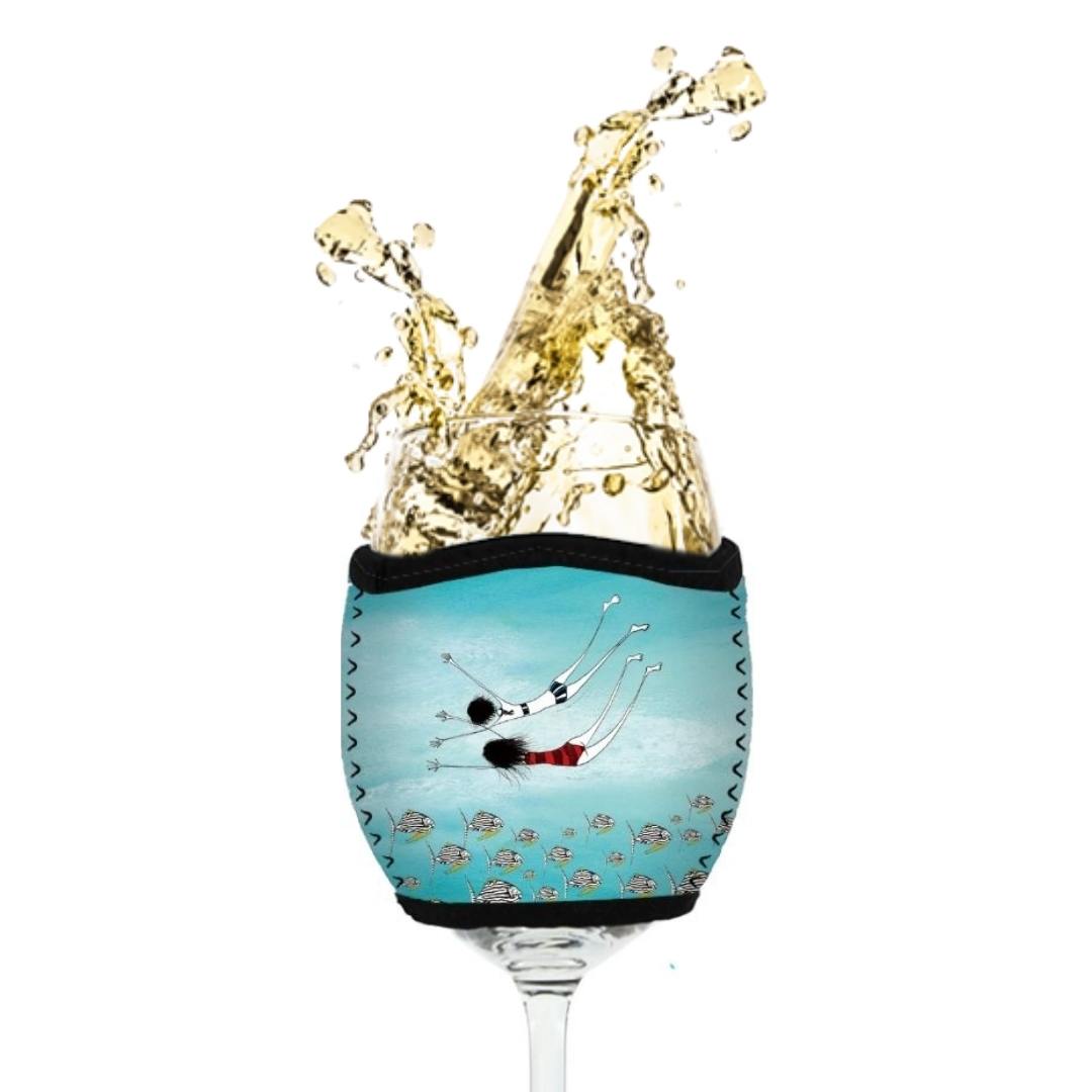 'Love you, for swimming with me, against the tide'- Wine Glass Cooler