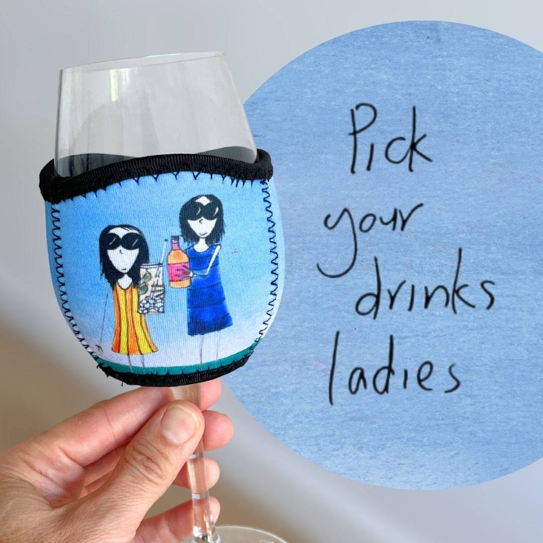 3 Pack Wine Glass Coolers - Pinot, Pick Your Drinks & Feathers
