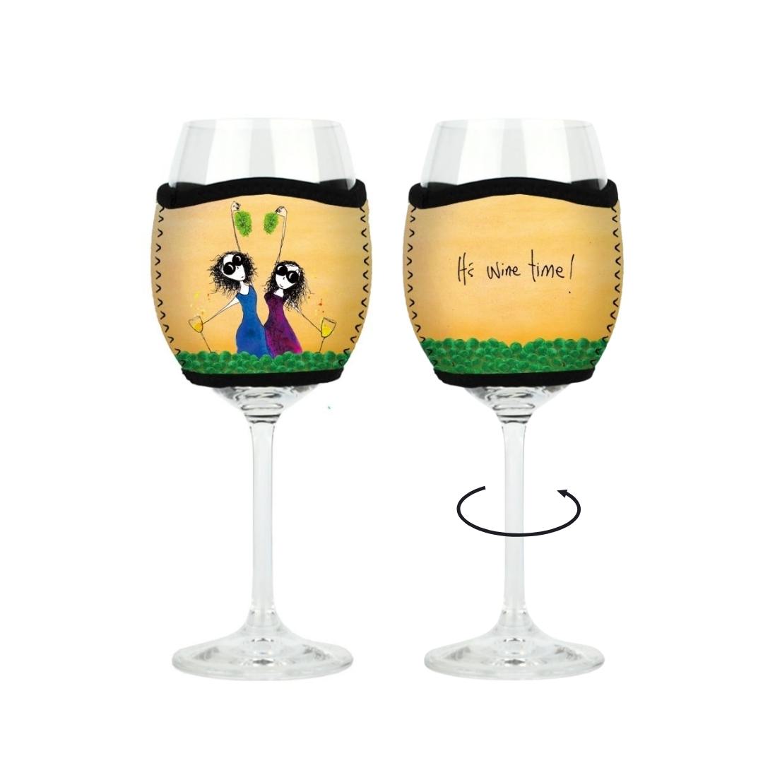 'It's wine time!' - Wine Glass Cooler