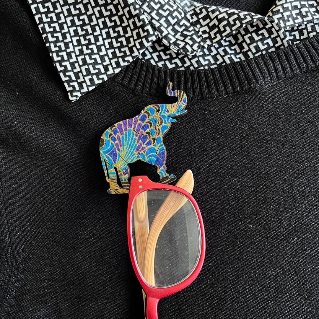 Elephant Glasses Brooch (8 Colors)