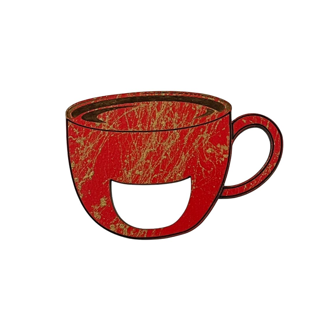 Coffee Cup Glasses Brooch (5 Colors)
