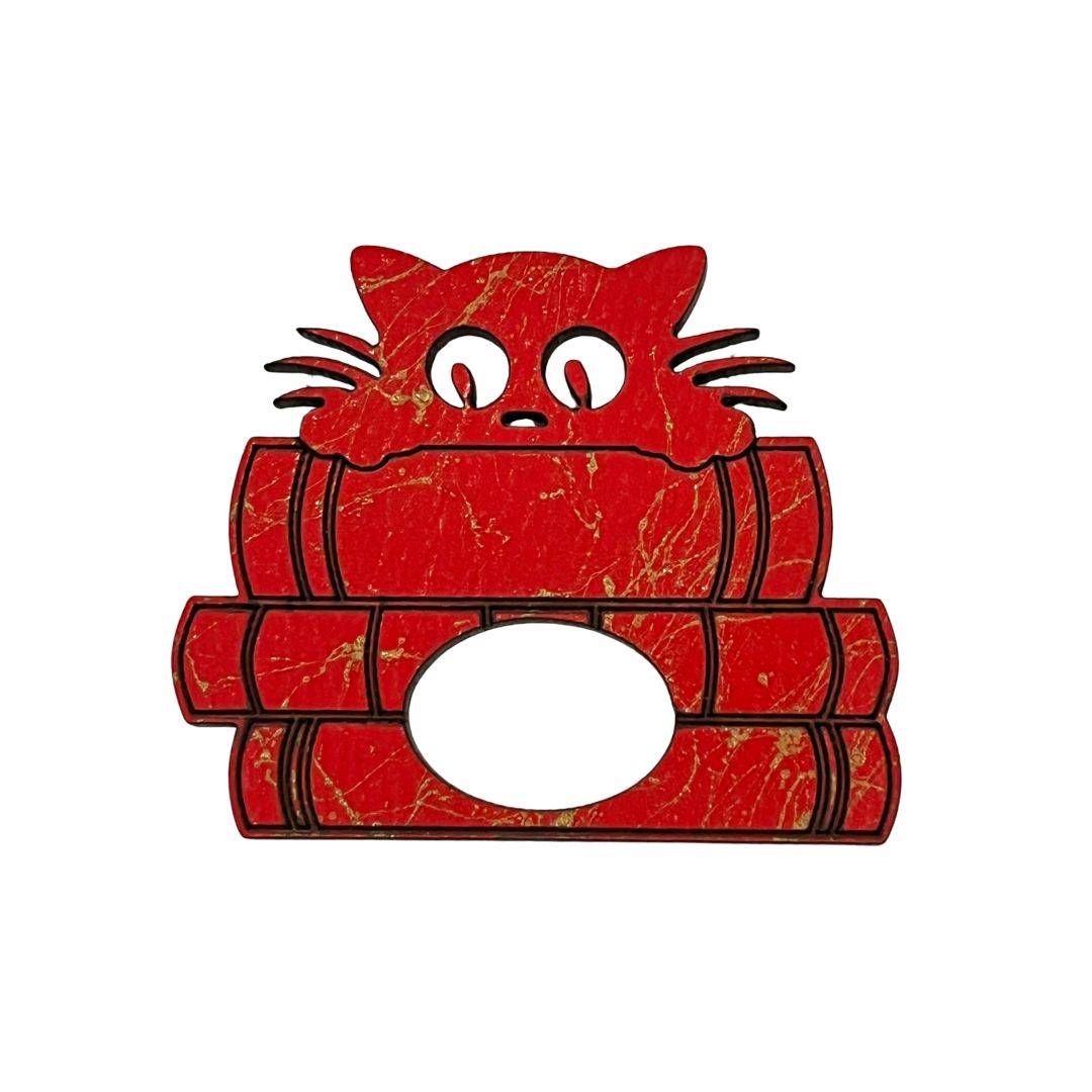Cat on Books Glasses Brooch (5 Colors)