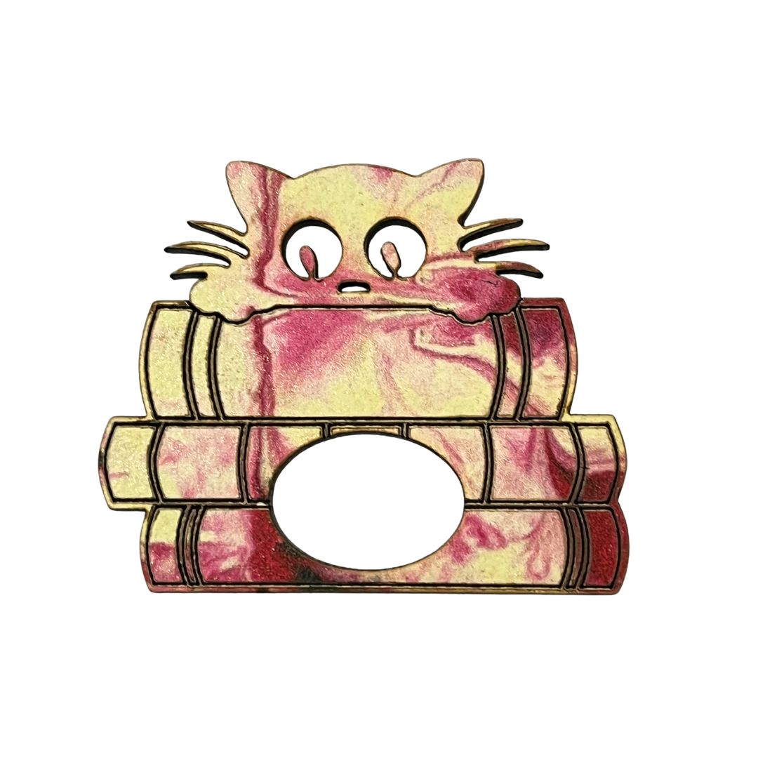 Cat on Books Glasses Brooch (5 Colors)