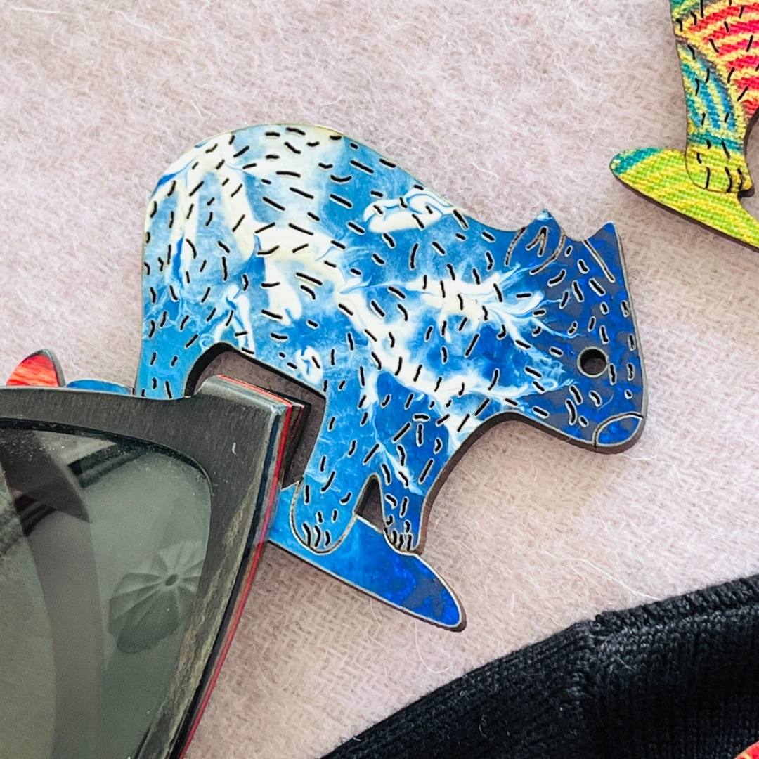 Wombat Glasses Brooch (5 Colors)