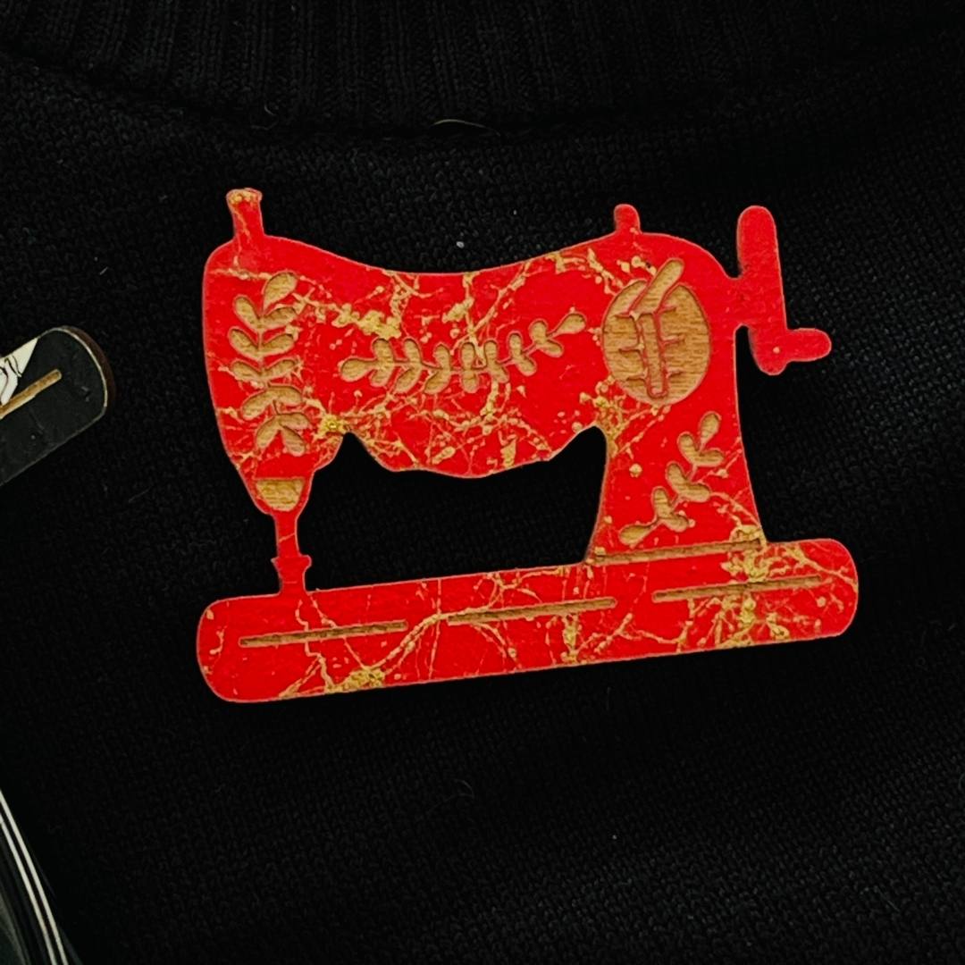 Sewing Machine Glasses Brooch (5 Colors)