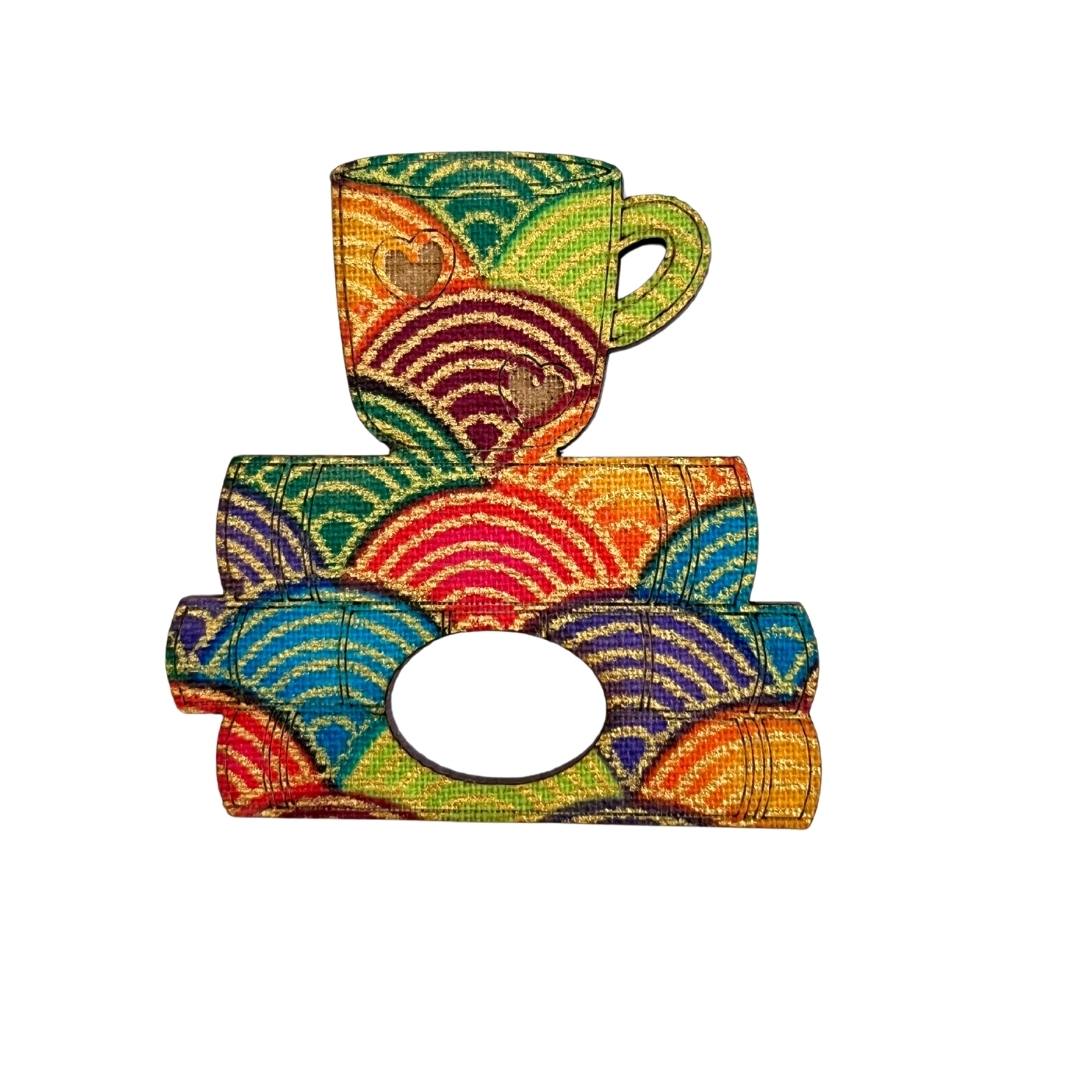 Coffee Cup & Books Glasses Brooch (5 Colors)