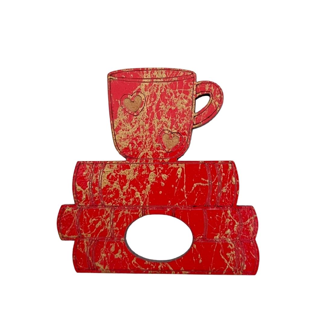 Coffee Cup & Books Glasses Brooch (5 Colors)