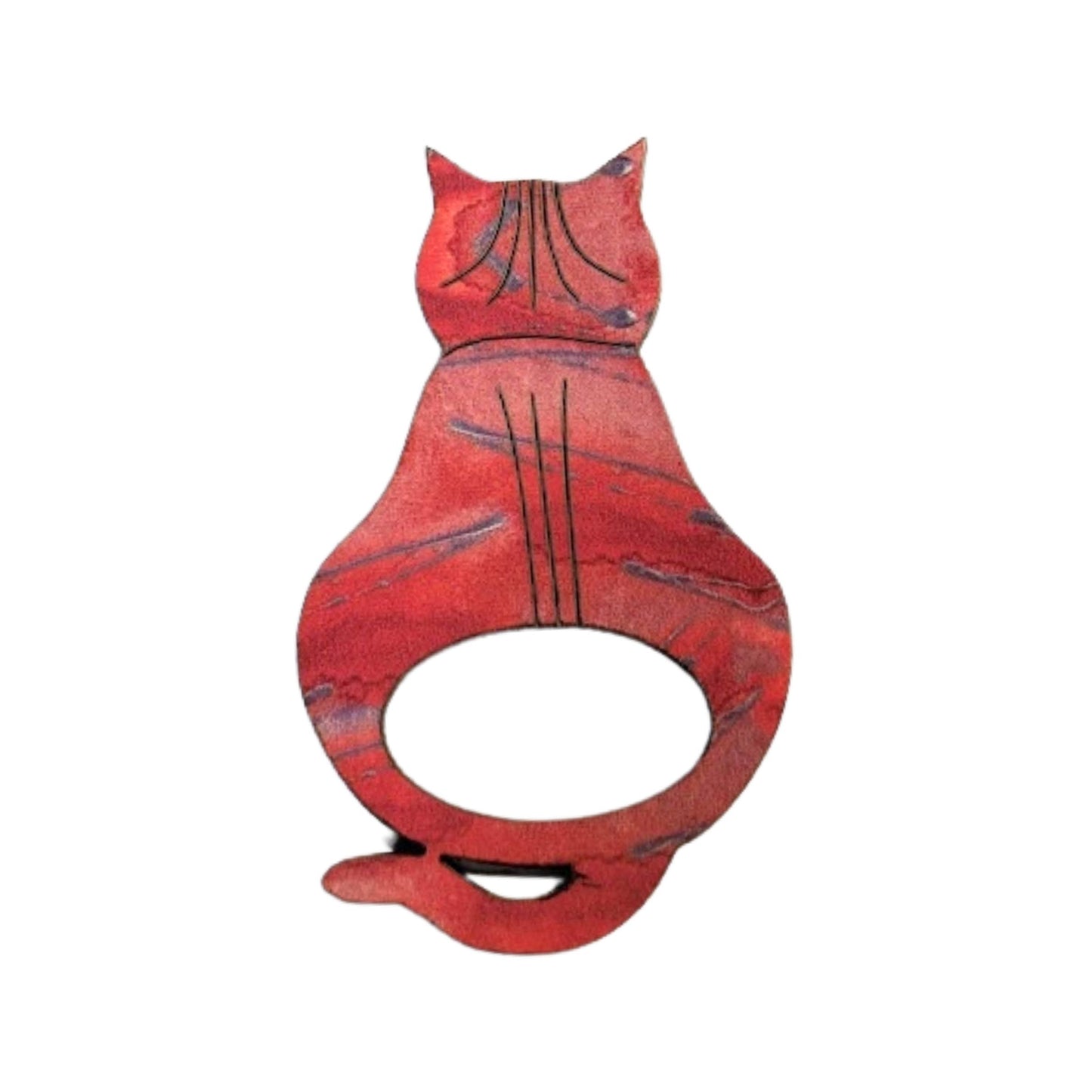 Attitude Cat Glasses Brooch (Red & Pink)