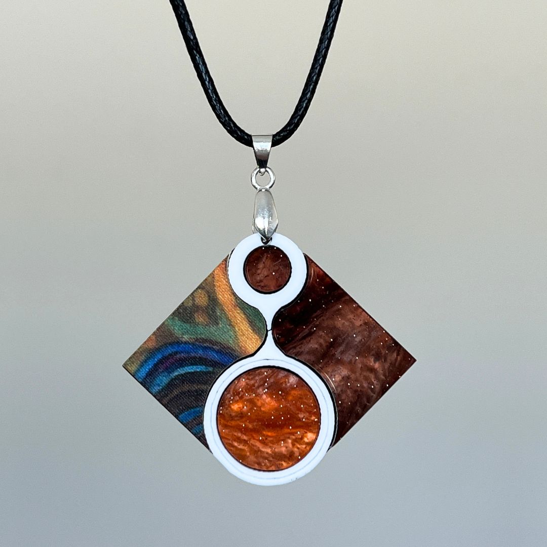 Orange 'Jade' Pendant (FREE Brooch)