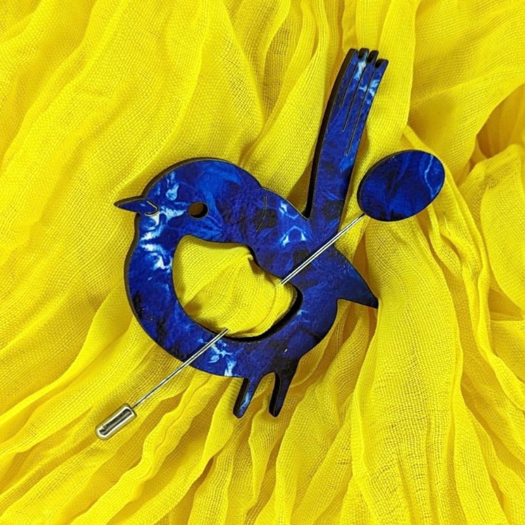Blue Wren Scarf Pin