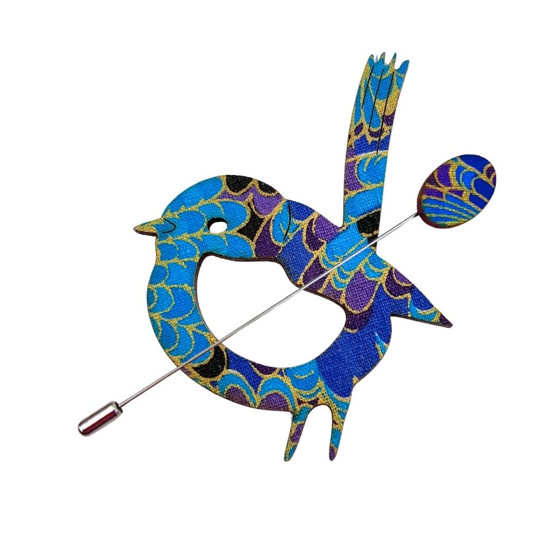 Blue Wren Scarf Pin (7 Colors)