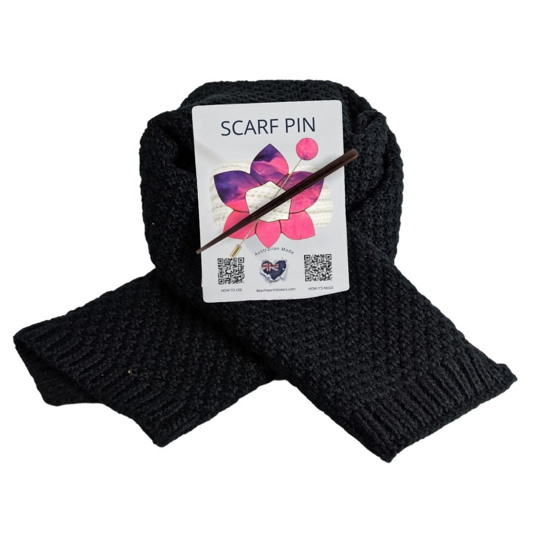 Black Scarf & choose your Scarf Pin