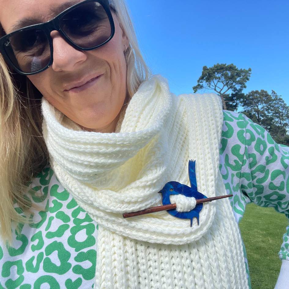 Blue Wren Scarf Pin