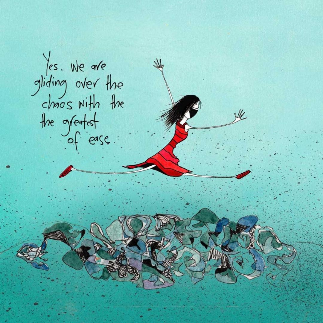 'Yes, we are gliding over the chaos with the greatest of ease' - Stemless Glass Cooler
