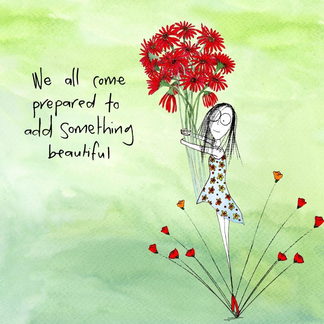 'We all come prepared to add something beautiful' - Stemless Glass Cooler