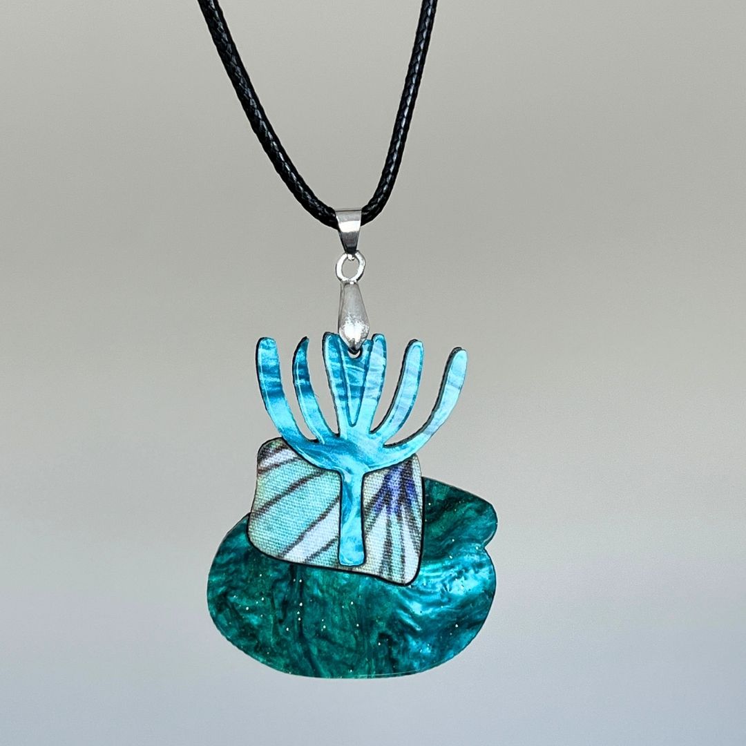 Turquoise 'Cactus' Pendant (FREE Brooch)