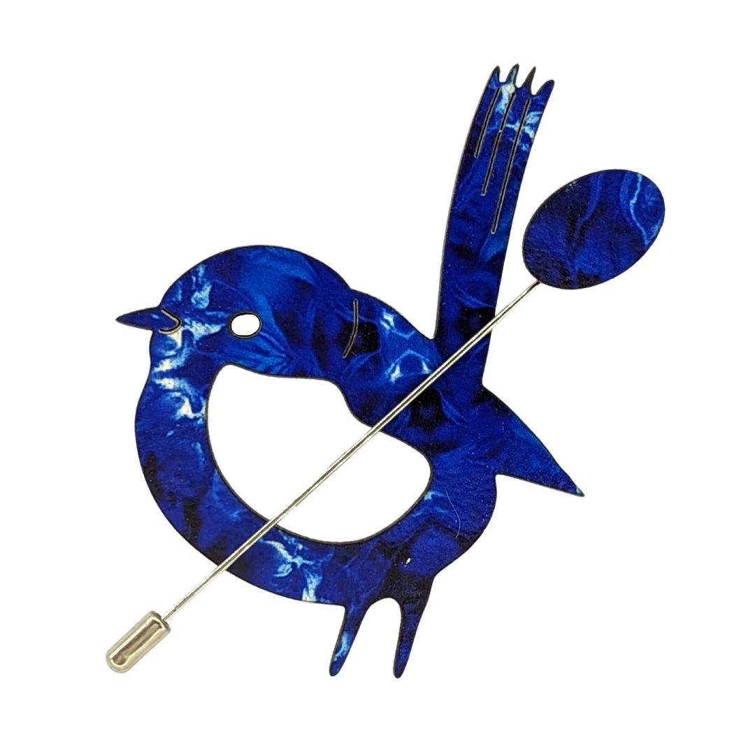 Blue Wren Scarf Pin