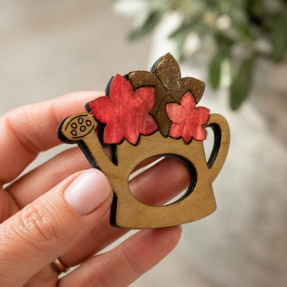 Watering Can - Dual Layer Glasses Brooch