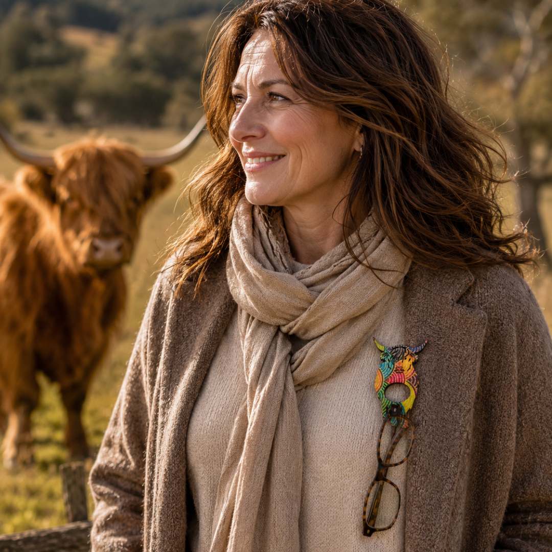 Highland Cow Glasses Brooch (5 Colors)