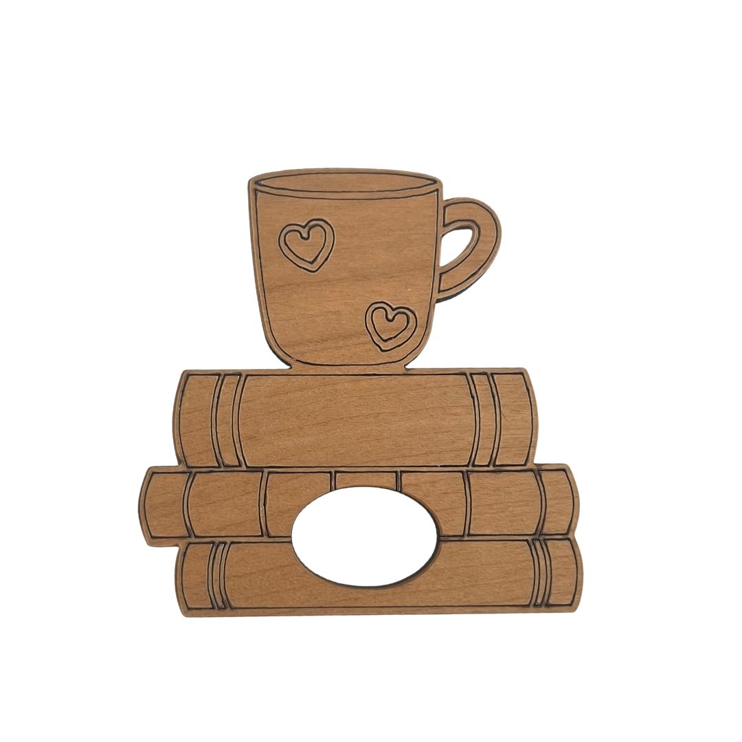 Coffee Cup & Books Glasses Brooch (6 Colors)
