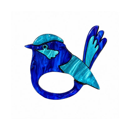 Blue Wren - Dual Layer Glasses Brooch