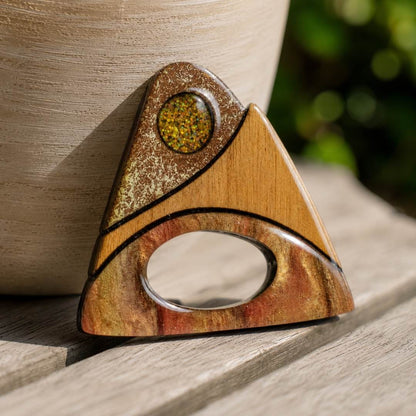 Wooden Zenith - Dual Layer Glasses Brooch