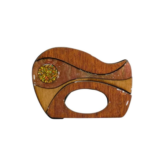 Wooden Flow - Dual Layer Glasses Brooch