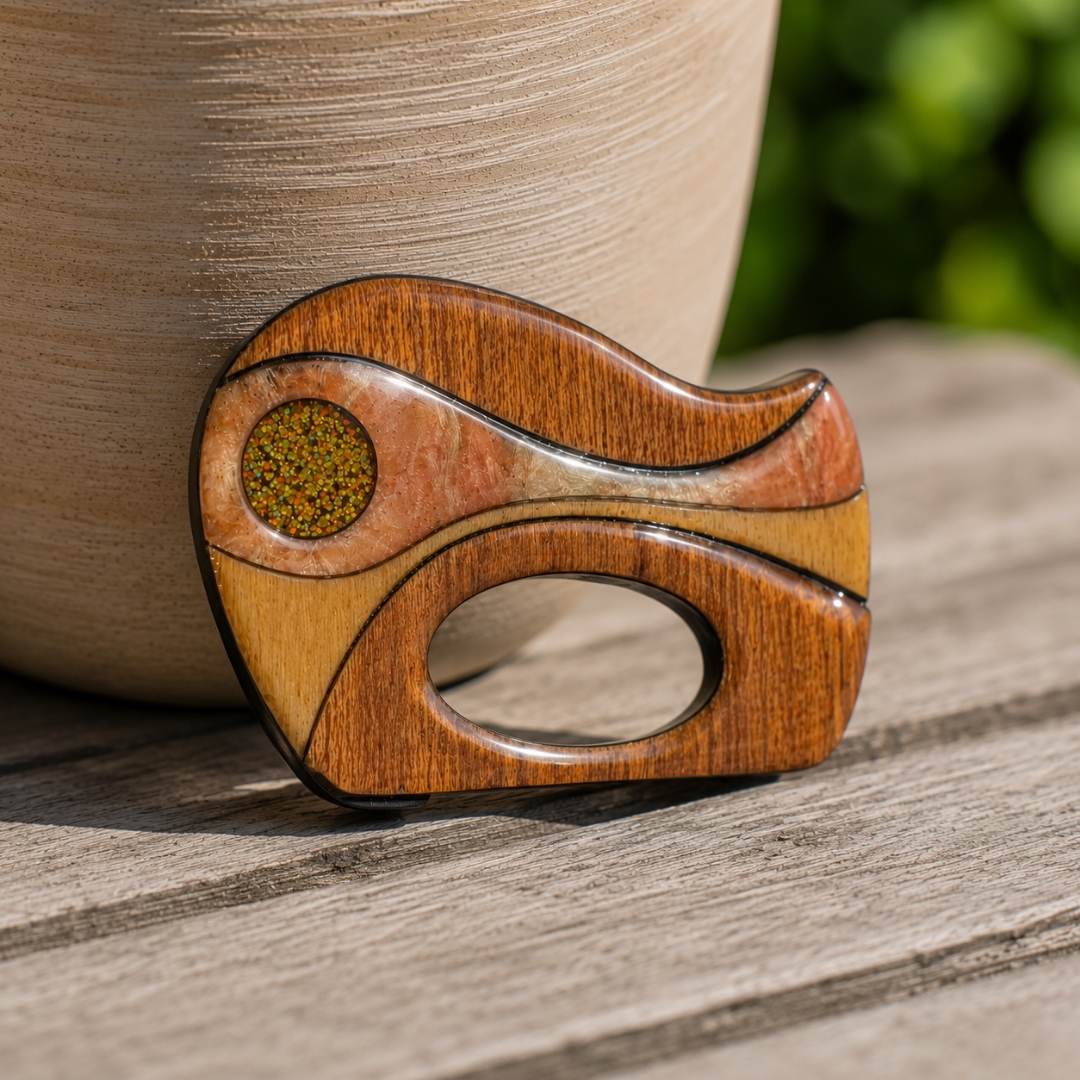 Wooden Flow - Dual Layer Glasses Brooch