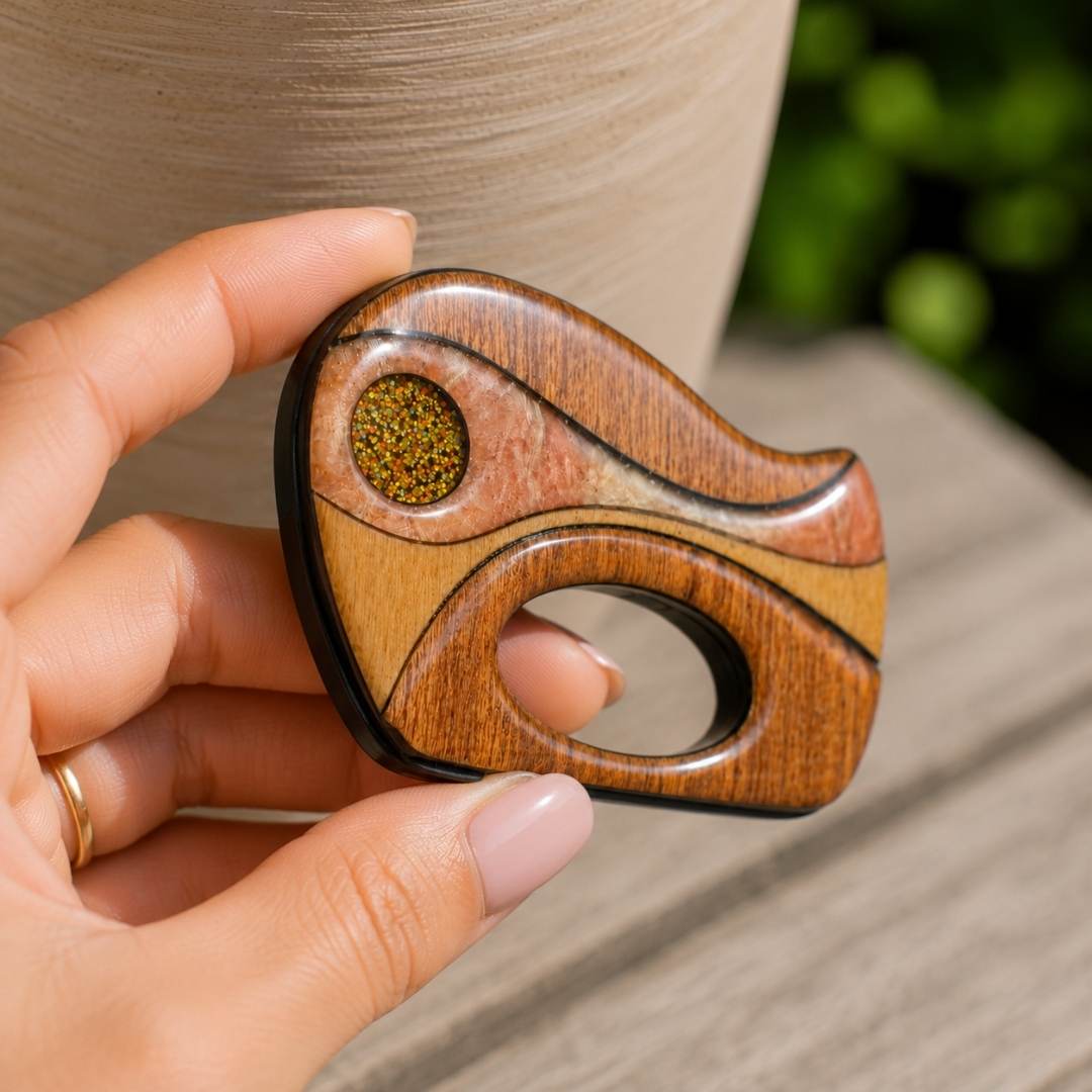 Wooden Flow - Dual Layer Glasses Brooch