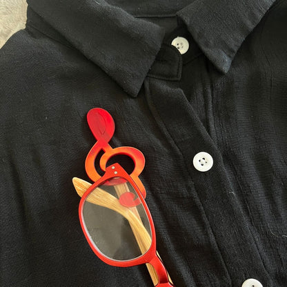 Treble Clef Glasses Brooch (5 Colors)