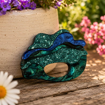 Blue Waves - Dual Layer Glasses Brooch