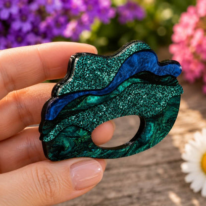 Blue Waves - Dual Layer Glasses Brooch
