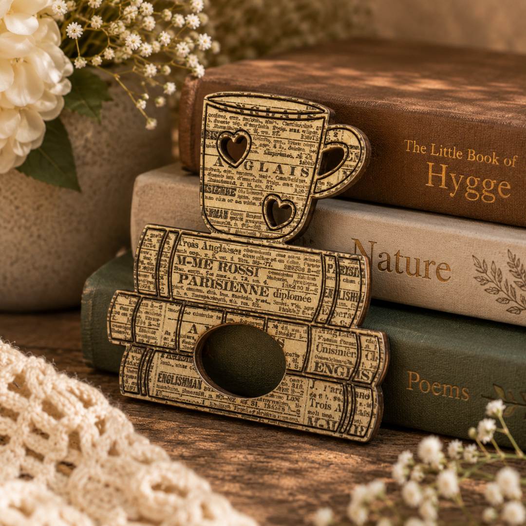 Coffee Cup & Books Glasses Brooch (6 Colors)