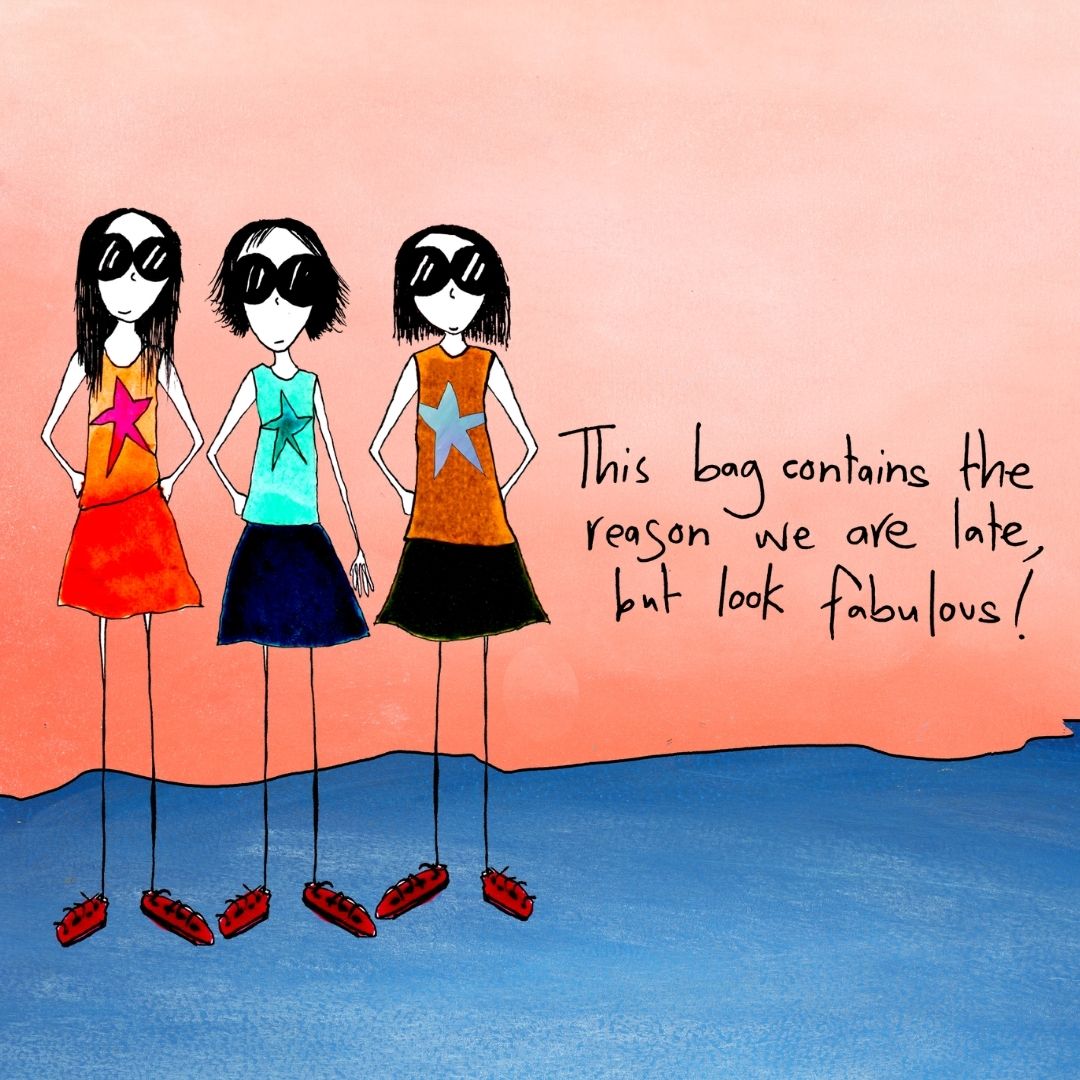 'This bag contains the reason we are late, but look fabulous' Cosmetic Bags (2 sizes)