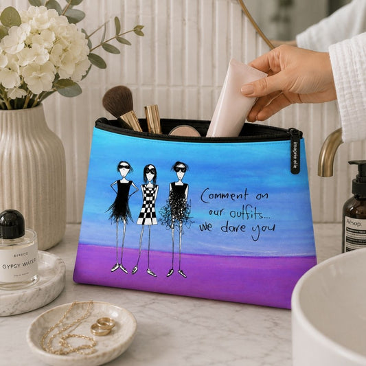 'Comment on our outfits, we dare you' Cosmetic Bags (2 sizes)