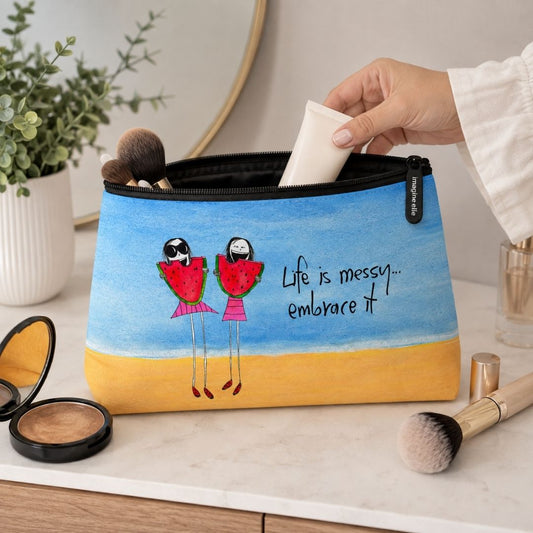 'Life is messy, embrace it' Cosmetic Bags (2 sizes)