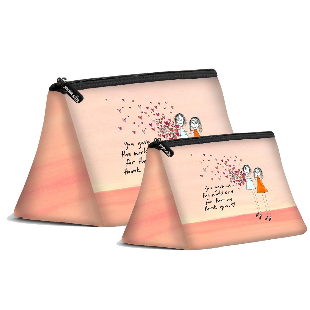 'You gave us the world and for that we thank you' Cosmetic Bags (2 sizes)